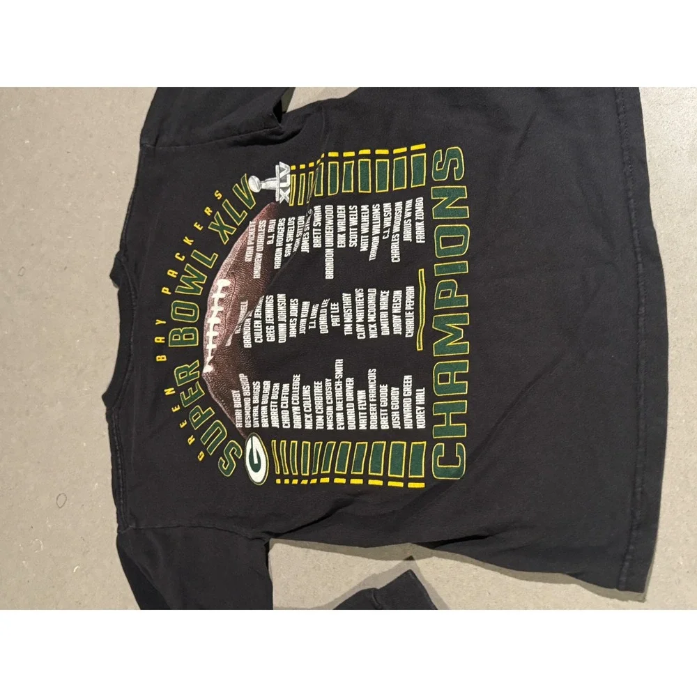 Green Bay Packers Super‎ Bowl XLV Champions Long Sleeve T Shirt Kids Size Large